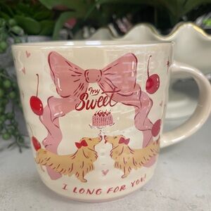 Valentine’s Day Dachshund Dogs Love Bows I Long For You Ceramic Coffee Mug NWT